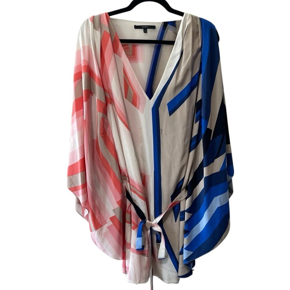 Gucci Silk V Neck Hip Length Kaftan Multicolor Size 42/6 US